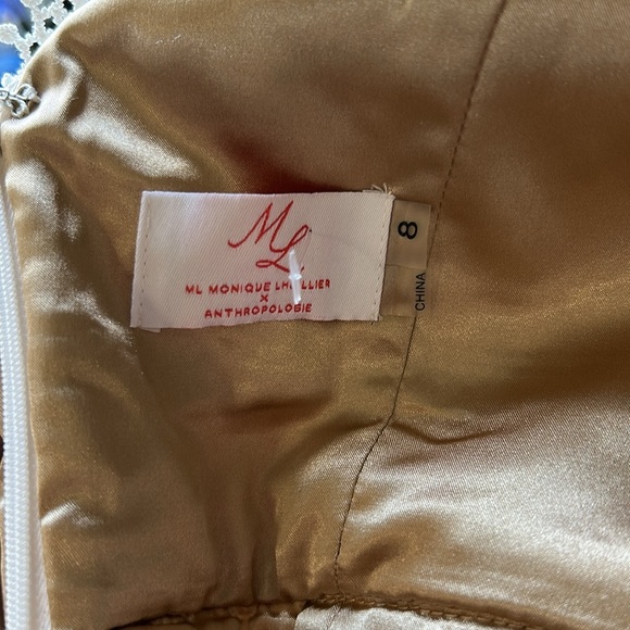 Monique Lhuillier x Anthropologie Yolande Lace Dress Ivory Scalloped Vneck 8 NEW - Picture 13 of 16